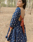 Sonia Indigo Polka Dress Back Open