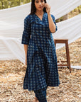 Maira V Neck Indigo A Line Kurta with Harem Pant