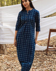 Samiya Handblock Indigo Long Kurta with Harem Pant - Set of 2