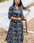 Maira Indigo Floral V Neck A Line Kurta