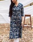 Maira Indigo Floral V Neck A Line Kurta