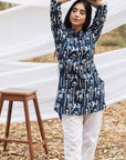 Indigo Kurta Set With Palazzo And Dupatta
