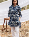 Indigo Kurta Set With Palazzo and Dupatta