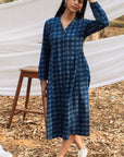 Indigo Side Gathered Overlay Dress