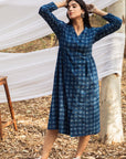 Indigo Side Gathered Overlay Dress