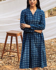 Indigo Side Gathered Overlay Dress