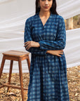 Indigo Side Gathered Overlay Dress