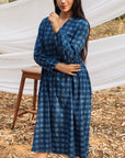 Indigo Side Gathered Overlay Dress