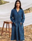 Indigo Side Gathered Overlay Dress