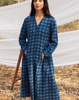 Indigo Side Gathered Overlay Dress
