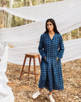 Indigo Side Gathered Overlay Dress
