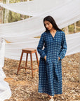 Indigo Side Gathered Overlay Dress