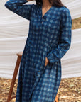 Indigo Side Gathered Overlay Dress