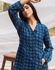 Indigo Side Gathered Overlay Dress