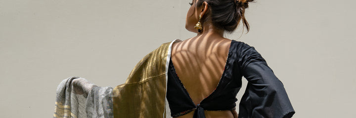 saree blouse handloom sarees knotted black