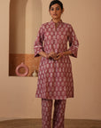 Rozana Printed Pink Kurta & Pant - Set of 2