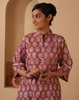 Rozana Printed Pink Kurta & Pant - Set of 2