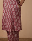 Rozana Printed Pink Kurta & Pant - Set of 2