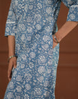 Rozana Printed Blue Kurta & Pant - Set of 2