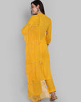Dopahar Yellow Kurta with Gota Twist & Chiffon Dupatta - Set of 3