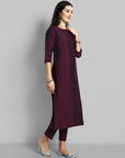 Deep Burgundy Cotton Silk Boat Neck Kurta