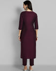 Deep Burgundy Cotton Silk Boat Neck Kurta