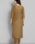 Old Gold Cotton Silk Boat Neck Kurta