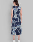 Lopa Indigo Floral Print Sleeveless Midi Dress