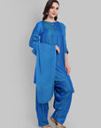Radiant Blue Kurta with Farshi Salwar and Dupatta Set