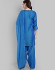 Radiant Blue Kurta with Farshi Salwar and Dupatta Set