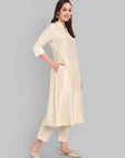 Suhana Ivory V-neck Kurta & Pant Set
