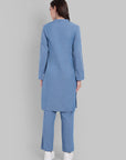Sui Dhaga Sky Blue Straight Fit Kurta with Mandarin Collar Set of 2