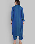 Ink Blue Shirt style Collar Kurta Pant Set