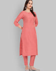 Boat Neck Peach Kurta & Pant-Set of 2