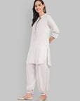 Samiya Pathani style White kurta with harem pant