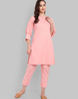 Kaira Peach Soft Lines Pintuck Set
