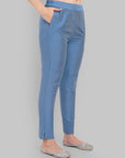 Boat Neck Light Blue Kurta & Pant Set