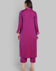 Purple Shirt style collar kurta pant set