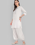 Samiya White kurta with harem pant Set of 2