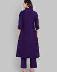 Suhana Jamun V-neck Kurta & Pant-Set of 2
