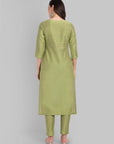 Boat Neck Light Green Kurta & Pant - Set of 2