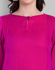 Hot Pink Kurta with Farshi Salwar and Dupatta - Set of 3