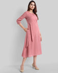 Pink Mul Cotton Haseena Dress - Mera Rang