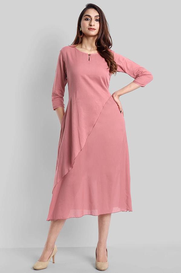 Pink Mul Cotton Haseena Dress - Mera Rang