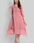 Pink Mul Cotton Hunter Dress - Mera Rang