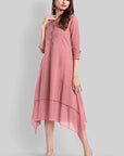 Pink Mul Cotton Hunter Dress - Mera Rang