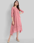 Pink Mul Cotton Hunter Dress - Mera Rang