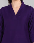 Suhana Jamun V-neck Kurta & Pant-Set of 2