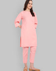 Kaira Peach Soft Lines Pintuck Set