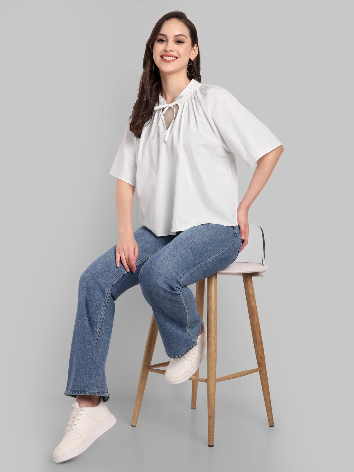 Nida smocking white Relaxed Fit Top